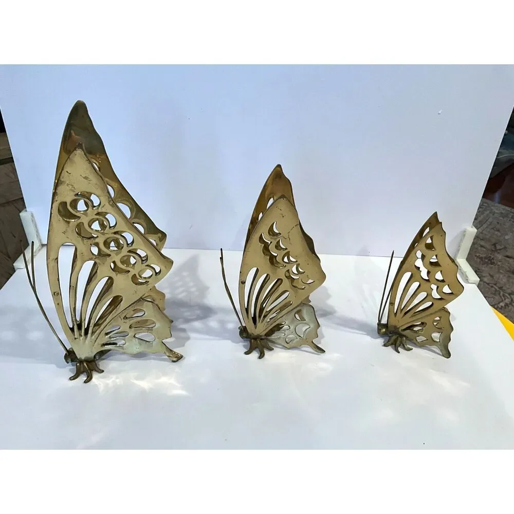 Set of 3 Mid Century Modern Brass Butterflies Must see - Picture 2 of 5